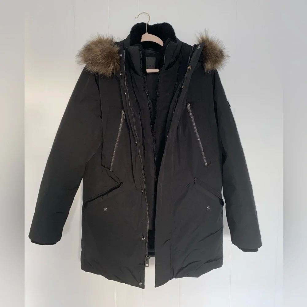 ANDREW MARC Ventura Lamb Fur-Lined & Faux Fur-Trimmed Parka in Black Men’s Sz S
